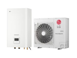 LG THERMA V R32 Split Wärmepumpe mit Kombieinheit inkl. 3 kW Heizstab als Set, einphasig, 9 kW, 230 V